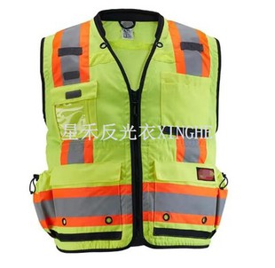 Dzeltena 2. klases mērnieku drošības veste ar 27-kabatām